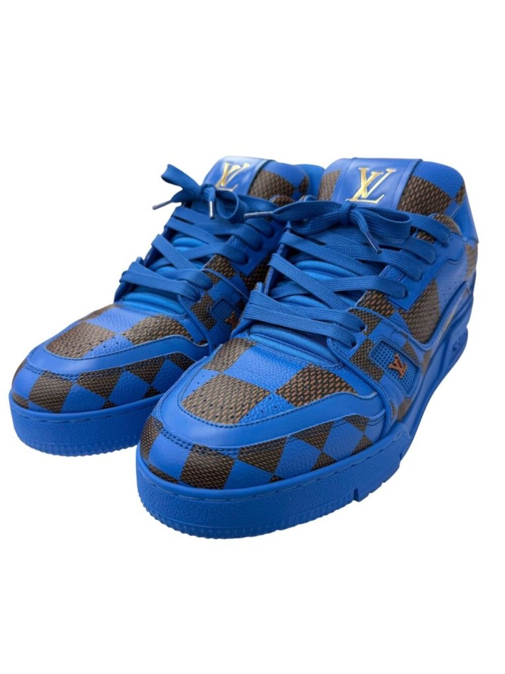 Louis Vuitton LV Trainer Line Leather Damier Low-Cut Sneakers Blue 6